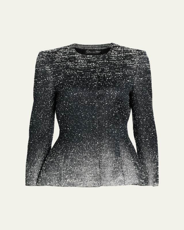 Ombre Metallic Boucle Jacquard Single-Breasted Jacket